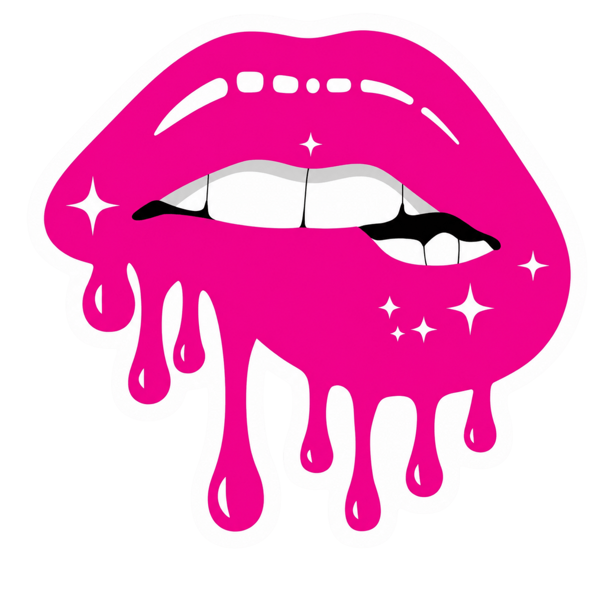 Dripping Pink Biting Lip Lady Biker Vinyl Sticker | Moto Sticker BD | Moto Sticker BD