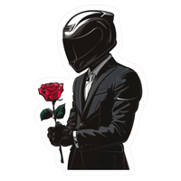 Helmet Suit and Rose Lady Biker Vinyl Sticker | Moto Sticker BD | Moto Sticker BD