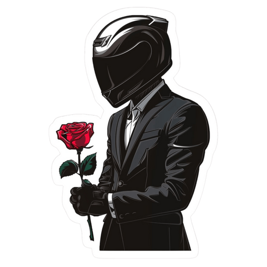 Helmet Suit and Rose Lady Biker Vinyl Sticker | Moto Sticker BD | Moto Sticker BD