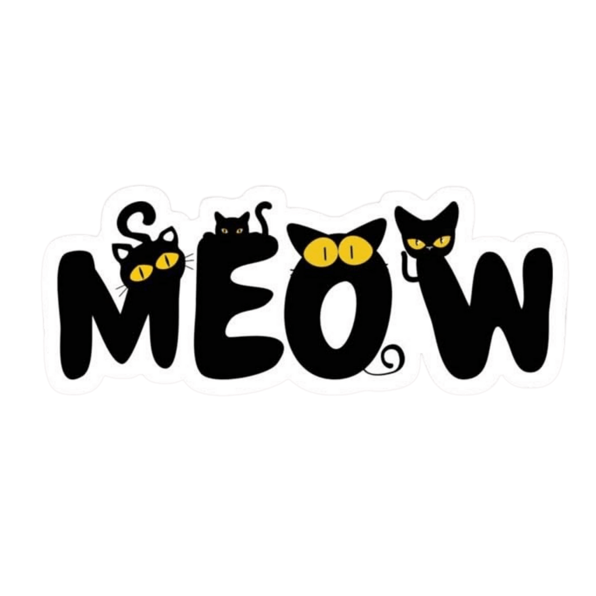 Meow Black Cats Typography Vinyl Sticker | Moto Sticker BD | Moto Sticker BD