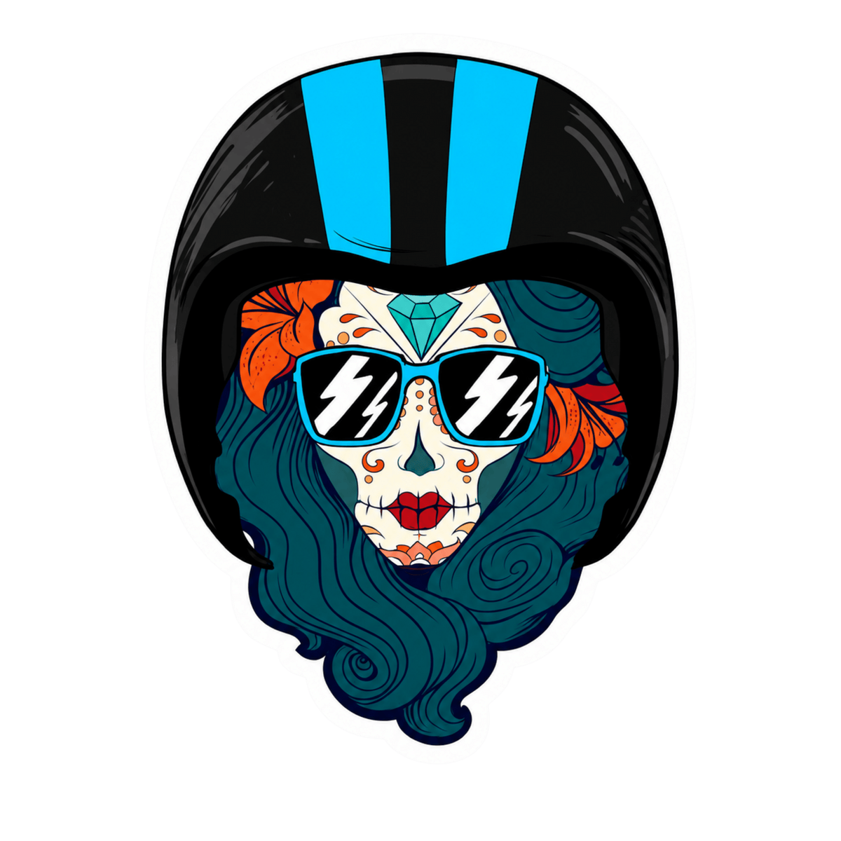 Neon Rider Girl Lady Biker Vinyl Sticker | Moto Sticker BD | Moto Sticker BD
