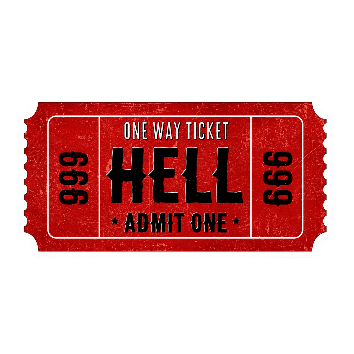 One Way Ticket To Hell Vintage Red Graphic Car Bumper Vinyl Sticker | Moto Sticker BD | Moto Sticker BD