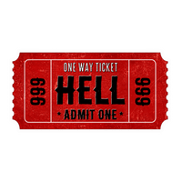 One Way Ticket To Hell Vintage Red Graphic Car Bumper Vinyl Sticker | Moto Sticker BD | Moto Sticker BD
