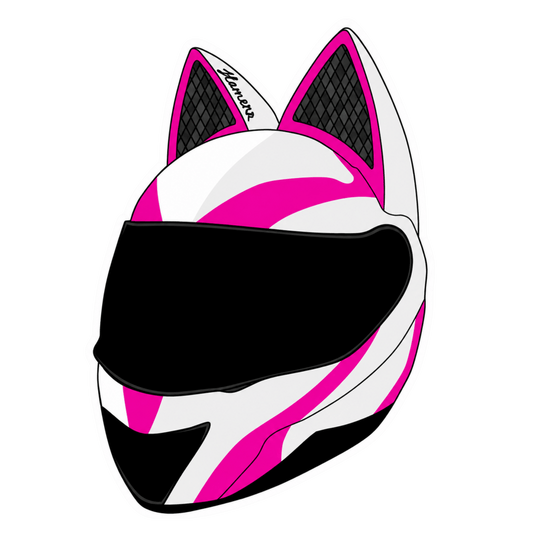 Pink Cat Ear Helmet Lady Biker Vinyl Sticker | Moto Sticker BD | Moto Sticker BD