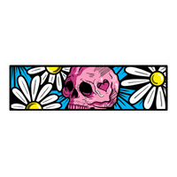 Pink Skull and Daisy Flower Graphic Car Bumper Vinyl Sticker | Moto Sticker BD | Moto Sticker BD