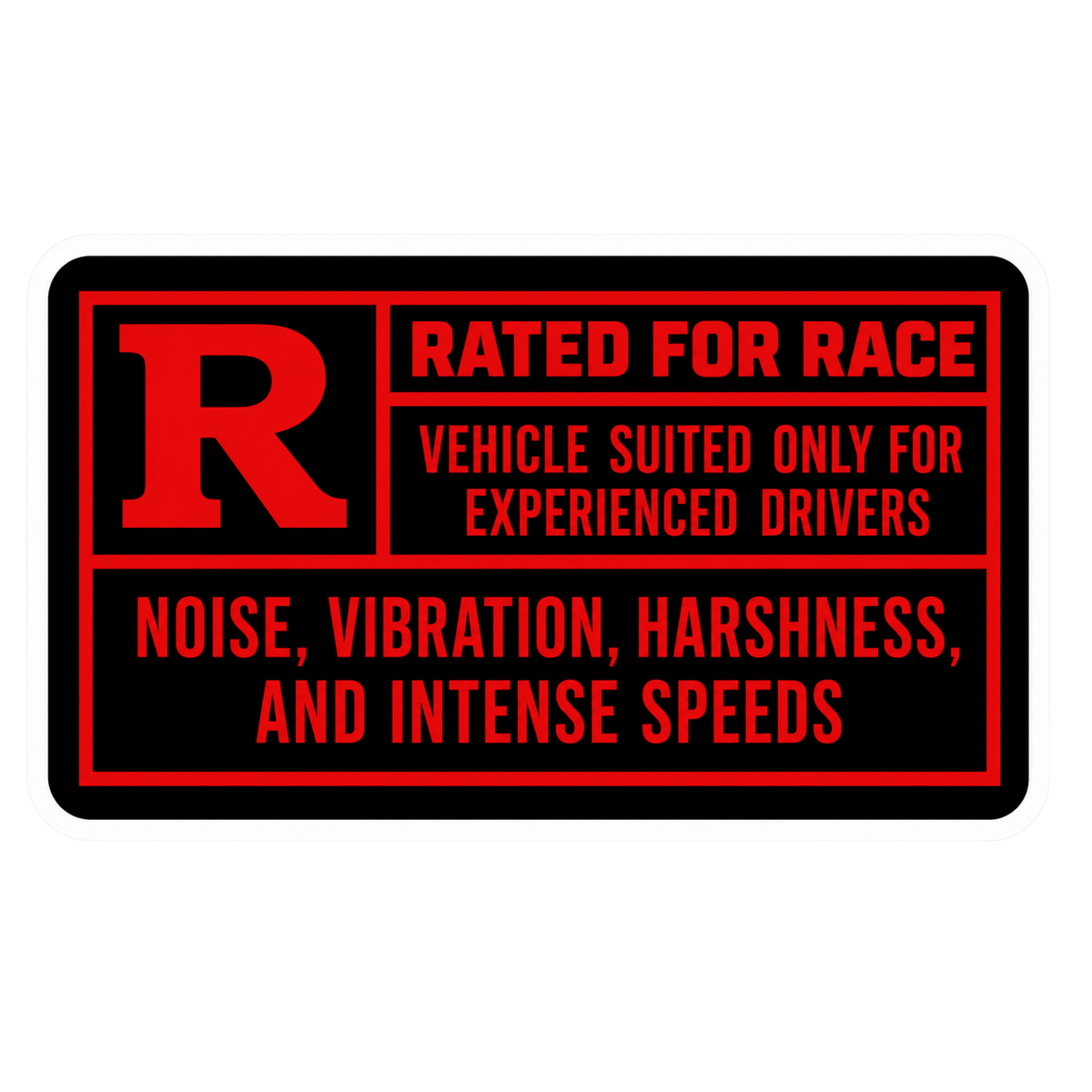 Rated For Race Movie Style Warning Car Bumper Vinyl Sticker | Moto Sticker BD | Moto Sticker BD