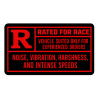 Rated For Race Movie Style Warning Car Bumper Vinyl Sticker | Moto Sticker BD | Moto Sticker BD