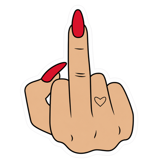 Red Nails Middle Finger Heart Lady Biker Vinyl Sticker | Moto Sticker BD | Moto Sticker BD
